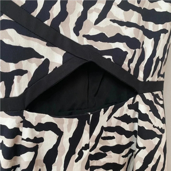 Karen Millen Zebra Print Cutout Back Dress 4 Black White Bodycon Cocktail - Picture 12 of 15